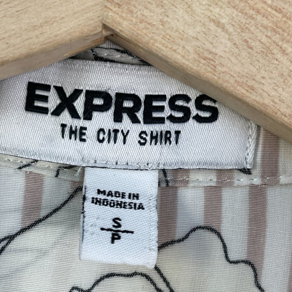 Express Womens Small City Shirt Floral Stripe Roll Tab Sleeve Button‎ Up Blouse - Picture 3 of 8